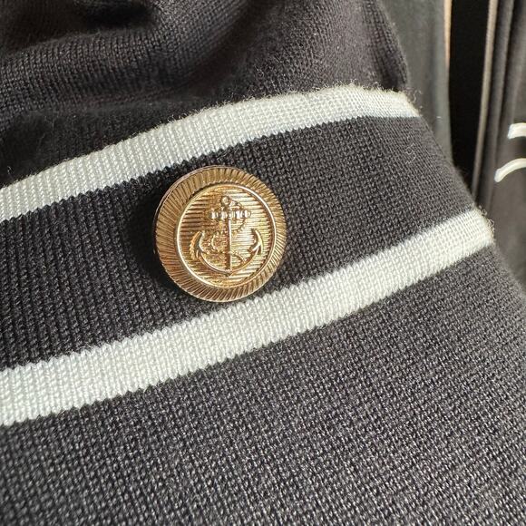 Essentials Milano Long Open Front Cardigan Duster Sweater Black White Gold - Picture 4 of 9